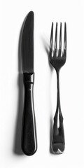 Knife and Fork. Isolated on White Background for Clean Cooking Presentation