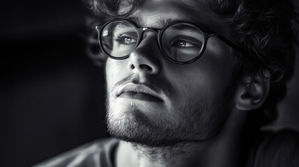 handsome man, melancholy expression, emotional portrait, sad eyes, pensive look, thoughtful pose, introspective gaze, contemplative mood