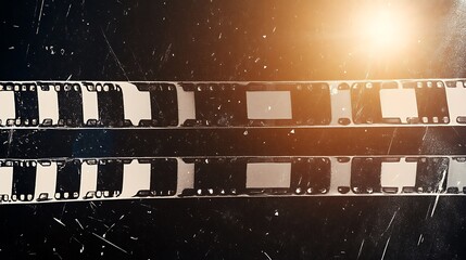 Blank grained and scratched film strip texture background