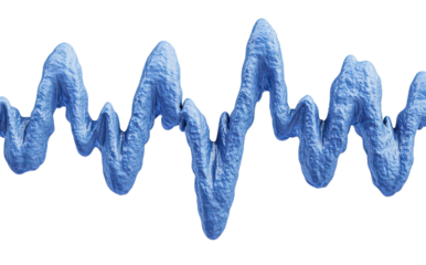 Abstract blue wave design, isolated on a white background.