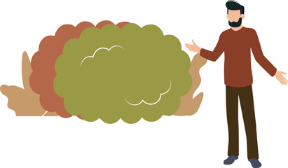 The boy is standing..