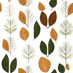 Obraz premium Abstract Pattern of Brown, Green, and White Leaves