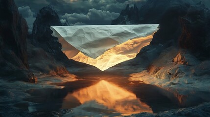 Crinkled Paper Mountain Landscape