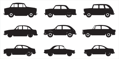 Set of Car silhouette vector, Sport Car silhouette vector