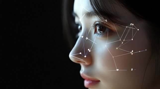 Digital Face Scan - A Close-up of a Woman's Face