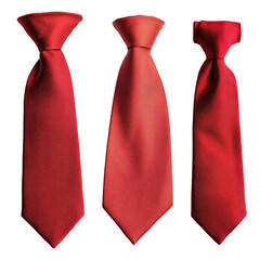 Three elegant red ties isolated on a white background.
