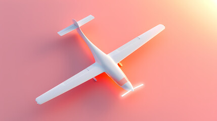 White Airplane on a Pink Background