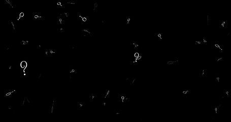 Question marks rising raising multiple doubts and haters around overlay bg. Doodle graphical concept of what where and why. How idea blinks educational bg. Joke label answering expression.