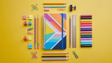 creative "Back to School" desk setup scene a creative desk setup