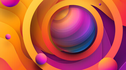 Obraz premium SET Modern poster design with gradient round sphere in the center. Colorful banner design with 3d gradient background