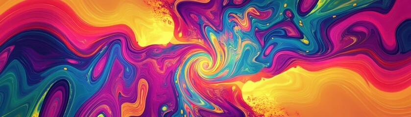 Vibrant abstract artwork with swirling colors blending together in a mesmerizing pattern, creating a dynamic and energetic visual effect.