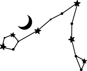 Pisces star constellation with moon