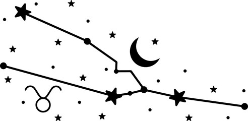 Taurus star constellation with stars and moon © Edyta.artdiary