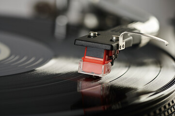 Turntable. Vintage vinyl record player