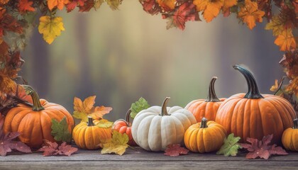 pumpkins and autumn leaves