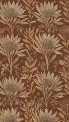 Organic Earthy Tones with Hand-Drawn Botanical Illustrations for Cozy Wallpaper Designs. Ai generated images