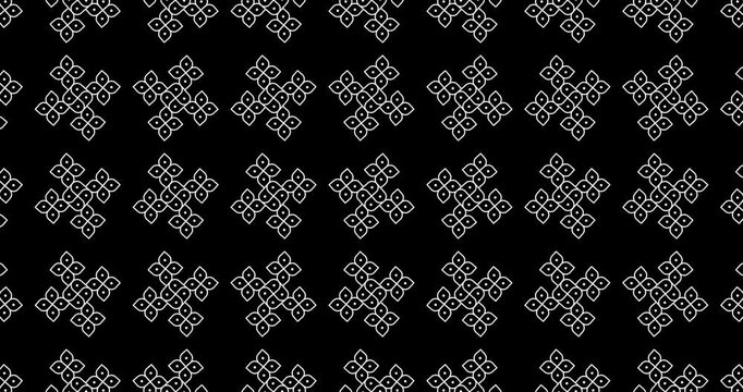 Indian Traditional and Cultural pulli Kolam motion graphics on transparent background.