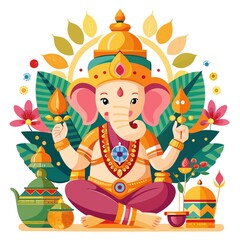 Naklejka premium Lord Ganesh Chaturthi Illustration Photo