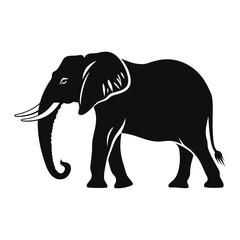 Fototapeta premium black silhouette of an elephant isolated on white background