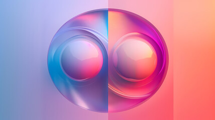 Obraz premium SET Modern poster design with gradient round sphere in the center. Colorful banner design with 3d gradient background