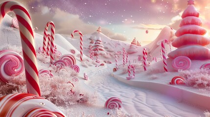 Candy Cane Christmas Landscape.