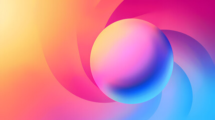 SET Modern poster design with gradient round sphere in the center. Colorful banner design with 3d gradient background