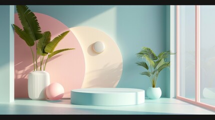 Minimalist Product Display with Plants.