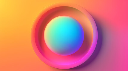 Obraz premium SET Modern poster design with gradient round sphere in the center. Colorful banner design with 3d gradient background
