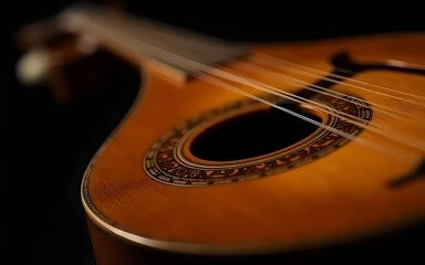Fototapeta premium Close-up of Mandolin with Strings and Sound Hole