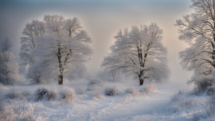 misty morning in the forest