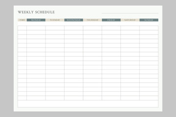 Weekly schedule template