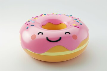 Fototapeta premium Smiling Pink Donut with Sprinkles.