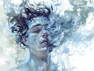 Surreal Portrait of a Man Submerged in Water