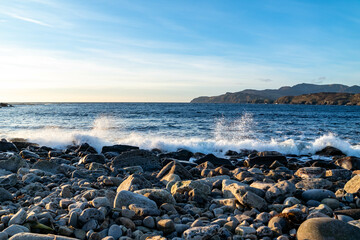 The Muckross Head pebble beach , County Donegal, reland.