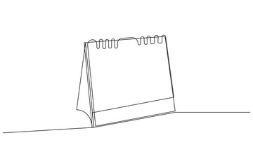 Table calendar continuous one line drawing of isolated outline vector icon