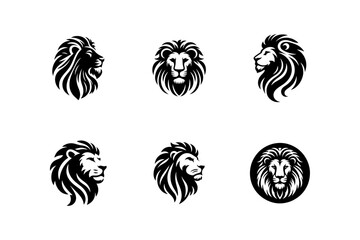 Lion head silhouette vector illustration set.
