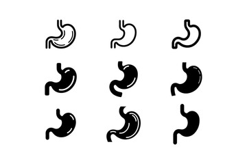 Stomach silhouette vector illustration set.