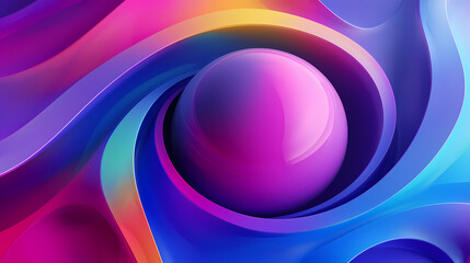 Obraz premium SET Modern poster design with gradient round sphere in the center. Colorful banner design with 3d gradient background
