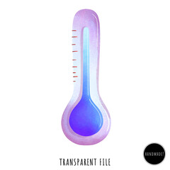 Hand-Drawn Illustration of Hot and Cold Thermometers – Temperature, Heat, and Cold Measurement Art