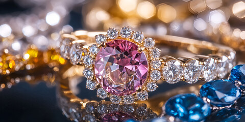 Fototapeta premium Elegant Pink Diamond Ring
