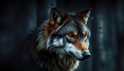 Fototapeta premium Wolf wallpaper with decay effect, ai