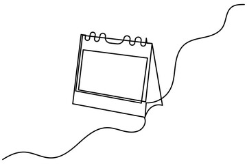 Obraz premium Table calendar continuous one line drawing of isolated outline vector icon