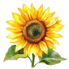 Naklejka premium Vibrant sunflower in full bloom, showcasing bright petals and a detailed center, symbolizing warmth and positivity.
