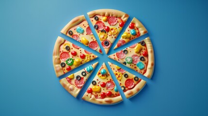 Delicious Pizza Slices with Candy Toppings.