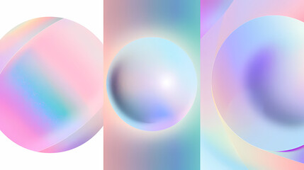 SET Modern poster design with gradient round sphere in the center. Colorful banner design with 3d gradient background