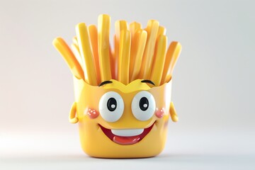 Happy French Fries Cartoon Character.