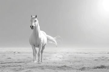 White Horse Vector Artwork with Company Branding Displayed