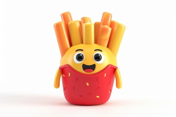 Happy French Fries Character.