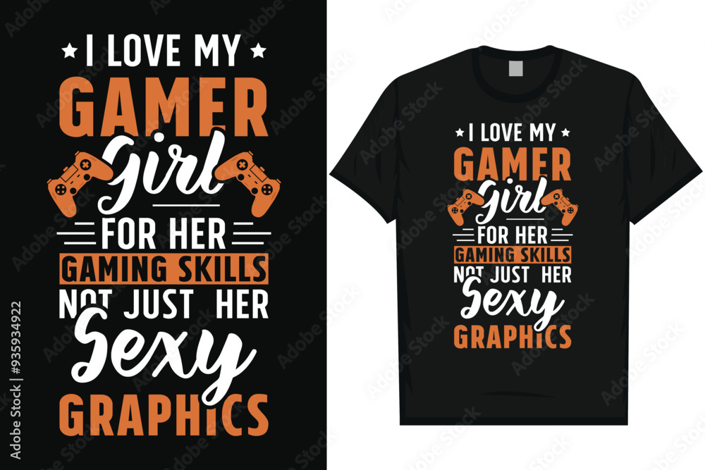 Wall mural I love my gamer girl gaming typography tshirt design