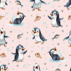 Obraz premium seamless pattern with penguins